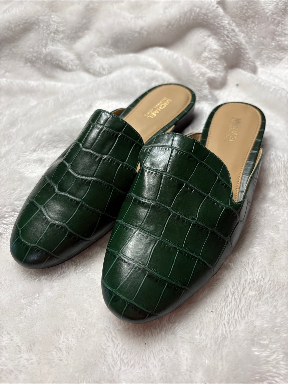 Michael Kors Croc-Embossed Leather Mules
